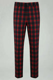 2 Piece Men Red and Black Grid Notched Lapel Party Suits