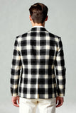 Black and White Grid 2 Piece Notched Lapel Men Prom Suits