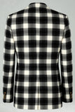 Black and White Grid 2 Piece Notched Lapel Men Prom Suits