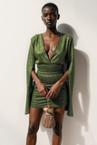 Sparkly Olive Sequin Bodycon V-Neck Short Cocktail Dress