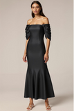 Black Mermaid Off the Shoulder Long Formal Dress