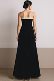 Black White Patchwork Sweetheart A Line Long Evening Dress