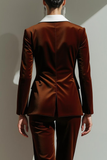Brown Velvet 2 Piece Shawl Lapel Business Suits with Sleeves