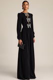 Black Sheath Velvet Keyhole Long Formal Dress with Bows