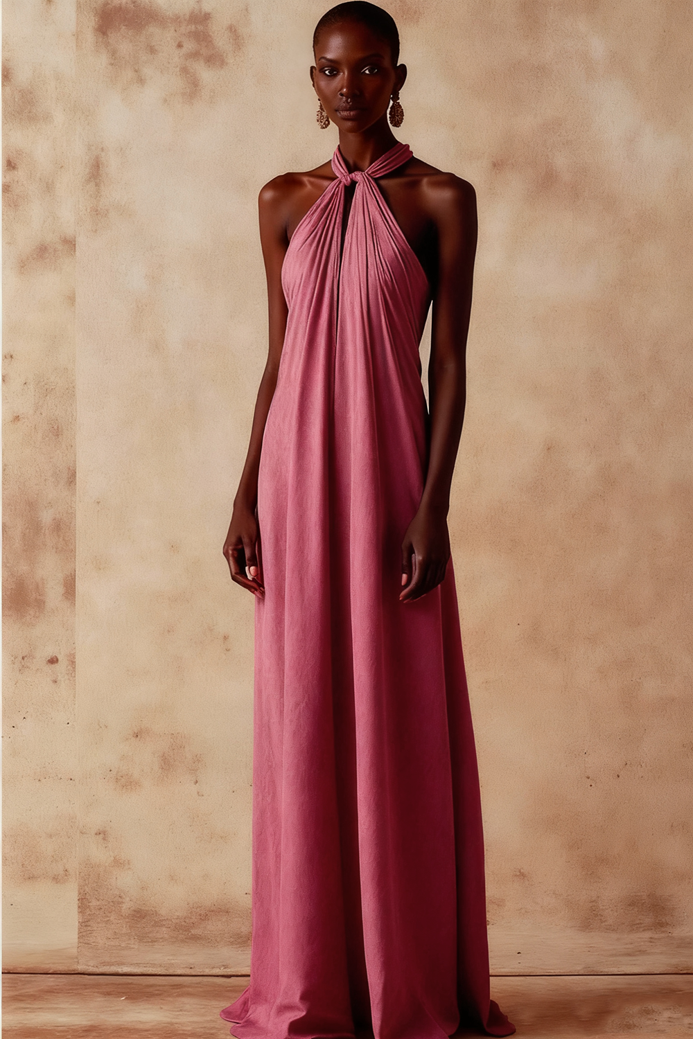 White Chiffon Halter Sheath Long Wedding Reception Dress