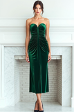 Dark Green Sweetheart Sheath Velvet Long Formal Dress
