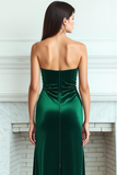 Dark Green Sweetheart Sheath Velvet Long Formal Dress