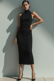 Black High Neck Sleeveless Sheath Long Formal Dress