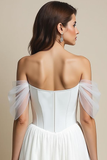 White A Line Corset Long Wedding Reception Dress