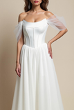 White A Line Corset Long Wedding Reception Dress