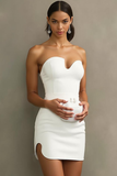 White Bodycon Short Sweetheart Cocktail Party Dress