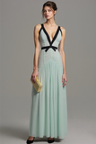 Dusty Sage V Neck A Line Chiffon Long Formal Dress