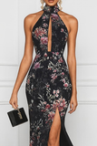 Sparkly Black Mermaid Floral Long Formal Dress with Sequins