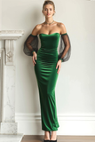 Emerald Green Velvet Strapless Maxi Holiday Party Dress