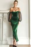 Emerald Green Velvet Strapless Maxi Holiday Party Dress