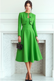 Fluorescent Green 2 Piece A Line Midi Business Suits