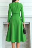 Fluorescent Green 2 Piece A Line Midi Business Suits