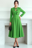 Fluorescent Green 2 Piece A Line Midi Business Suits