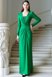 Sparkly Green Chiffon Sheath Long Formal Dress with Sequin