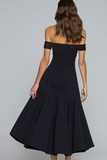 Black Off the Shoulder Chiffon Long Evening Dress