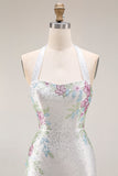 Sparkly Beaded White Mermaid Floral Maxi Wedding Reception Dress