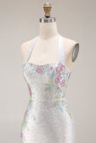 Sparkly Beaded White Mermaid Floral Maxi Wedding Reception Dress