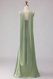 Dusty Sage Mermaid Satin Strapless Maxi Bridesmaid Dress