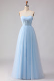 Sea Glass A Line Corset Chiffon A Line Maxi Bridesmaid Dress