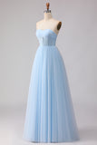 Sea Glass A Line Corset Chiffon A Line Maxi Bridesmaid Dress