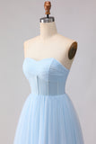Sea Glass A Line Corset Chiffon A Line Maxi Bridesmaid Dress
