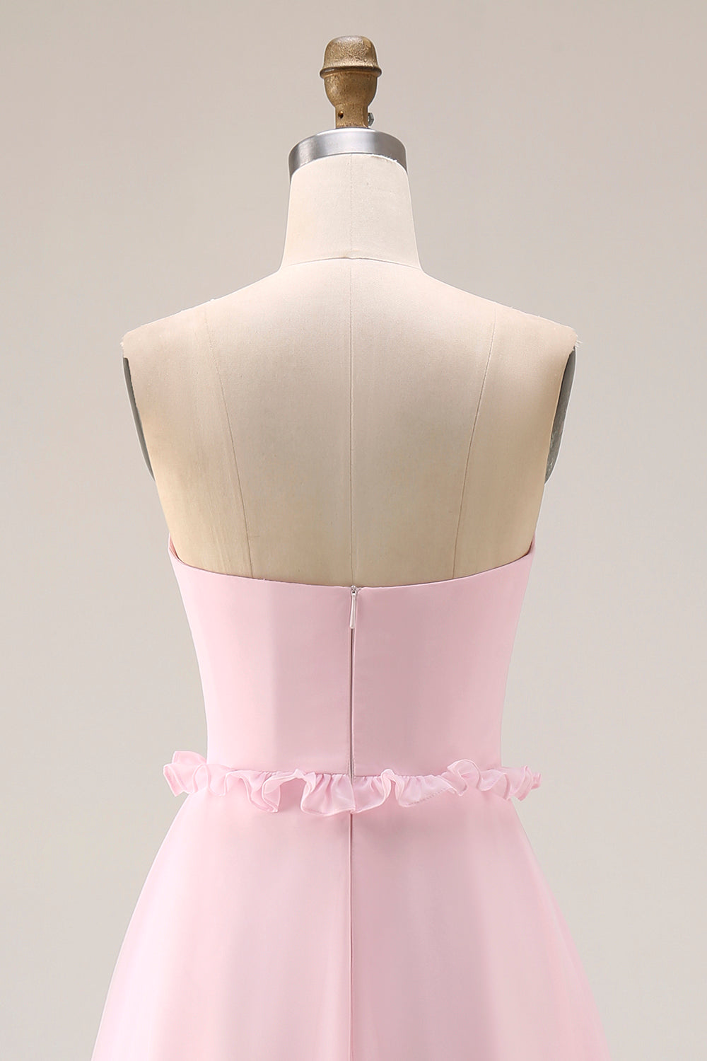 Leely Women Blush Pink Chiffon Long Bridesmaid Dress with Slit Ruffled ...