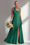 Yellow Chiffon Ruched Convertible Wear Backless A Line Long Bridesmaid Dress