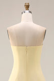 Yellow Chiffon Ruched Convertible Wear Backless A Line Long Bridesmaid Dress
