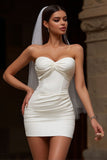 Ivory Sweetheart Tight Mini Corset Wedding Dress