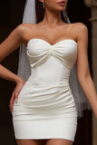Ivory Sweetheart Tight Mini Corset Wedding Dress