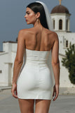 White Strapless Tight Short Wedding Dress
