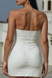 White Strapless Tight Short Wedding Dress