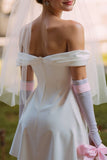 Mini White Off the Shoulder A Line Wedding Dress