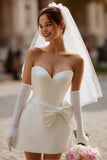Ivory Sweetheart Mini Corset Wedding Dress with Bows