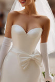 Ivory Sweetheart Mini Corset Wedding Dress with Bows