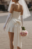 Ivory Sweetheart Mini Corset Wedding Dress with Bows