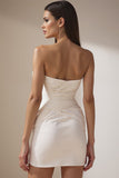 White Sweetheart Bodycon Ruched Short Wedding Dress