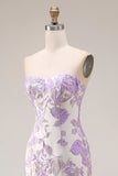 Lilac Ruffled Mermaid Off the Shoulder Long Corset Prom Dress