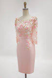 Dusty Rose Midi Bodycon Floral Mother of the Bride Dress with Sleeves