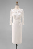 Dusty Rose Midi Bodycon Floral Mother of the Bride Dress with Sleeves