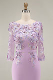 Dusty Rose Midi Bodycon Floral Mother of the Bride Dress with Sleeves