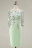 Dusty Rose Midi Bodycon Floral Mother of the Bride Dress with Sleeves