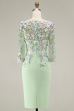 Dusty Rose Midi Bodycon Floral Mother of the Bride Dress with Sleeves