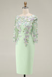 Dusty Rose Midi Bodycon Floral Mother of the Bride Dress with Sleeves
