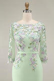 Dusty Rose Midi Bodycon Floral Mother of the Bride Dress with Sleeves